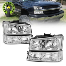 Headlights for 2003-2006 Chevy Silverado/Avalanche 1500 2500 3500 Chrome Housing