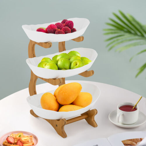 3 Tier Serving Bowls with Tray Snack Dessert Cake Stand Fruit Bowl for Party