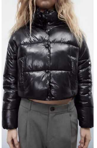 Zara TRF High Neck Crop Puffer Jacket 