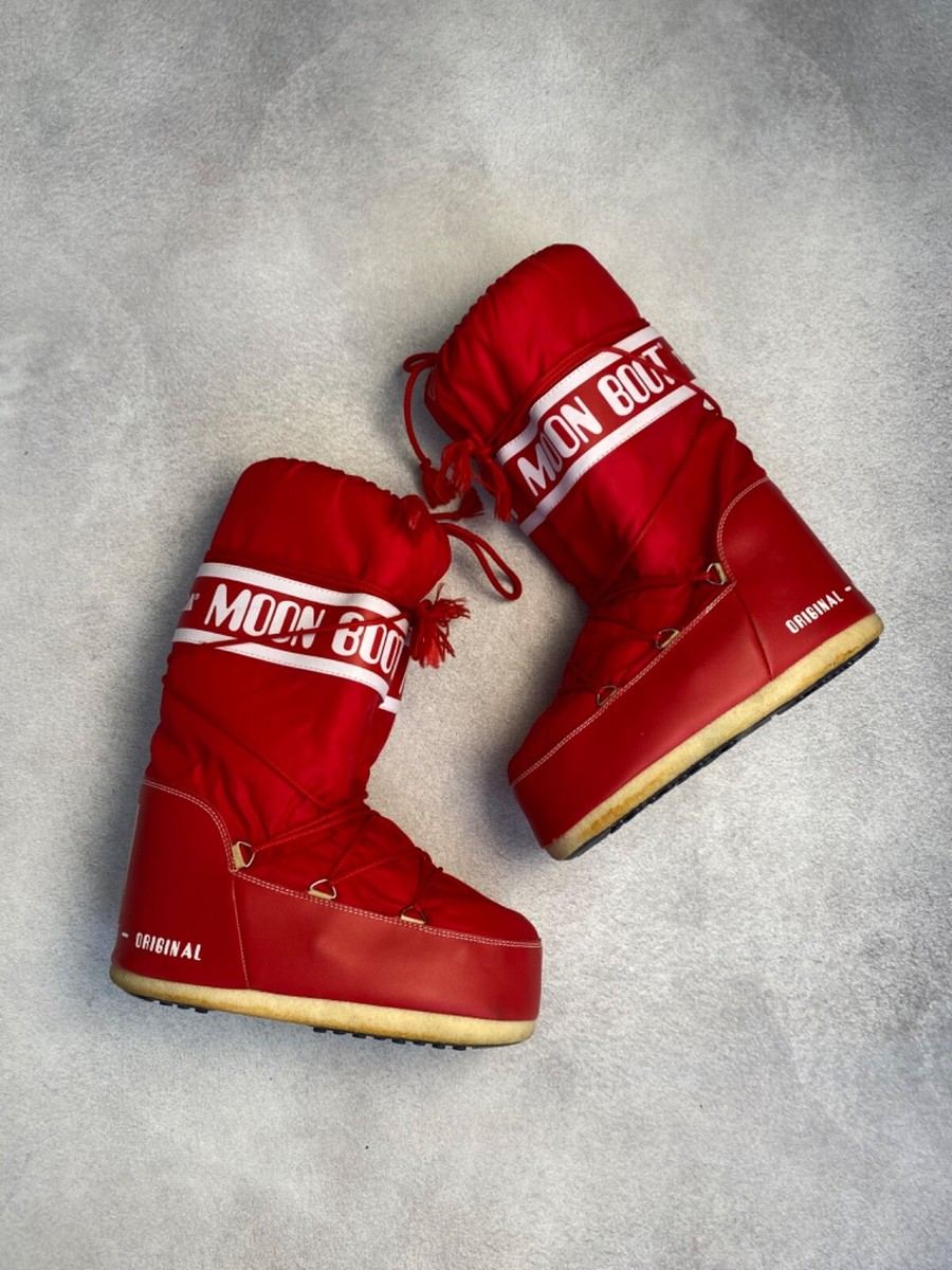 Vintage Italy Moon Boot Tecnica Red Nylon Chunky Boots 42-44 size