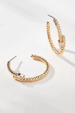 NWT Anthropologie Braided Crystal Hoop Earrings Gold SRP $38