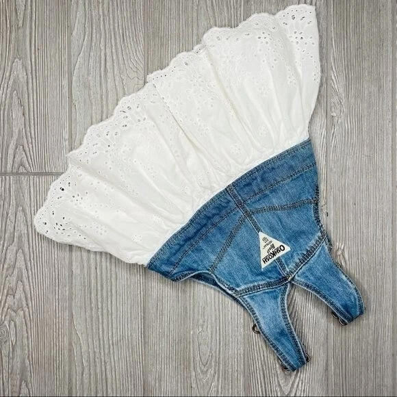 Oshkosh b gosh denim lace islet skirt overalls vintage