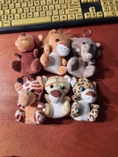 Safari Plush Toy Keychains 6 PCS - Jungle Stuffed Animals for Themed Party New