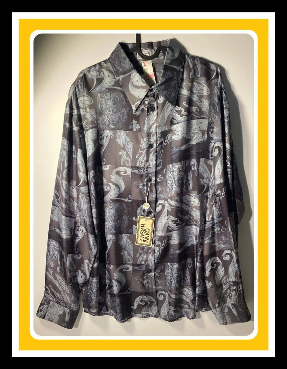 GIANNI VERSACE シルク刺繍シャツ グレー クリーニング済み Versace 100% Silk Button-Down Dress Shirts for Men for sale | eBay