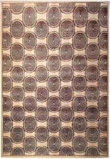 8x10' Beige Brown Black Modern Handmade Wool Rug #5407