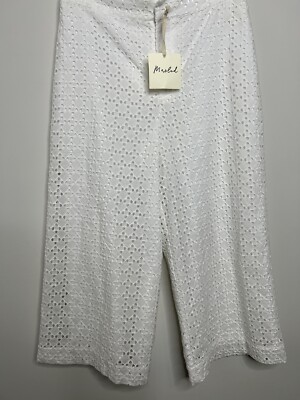 Marled Eyelet Pants Size 6 Womens White Wide Leg