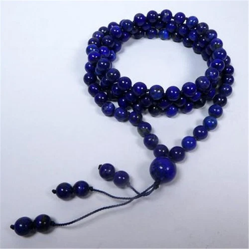 8mm Lapis Lazuli 108 Beads Gemstone Tassel Mala Necklace Meditation Religious - Bild 2 von 4