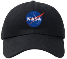 NASA Logo Black Baseball Cap Hat Hook  Loop Closure