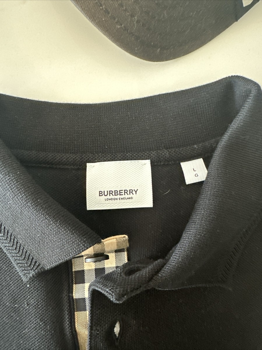 Burberry Short Sleeve Men's Eddie Pique Polo Shirt Black