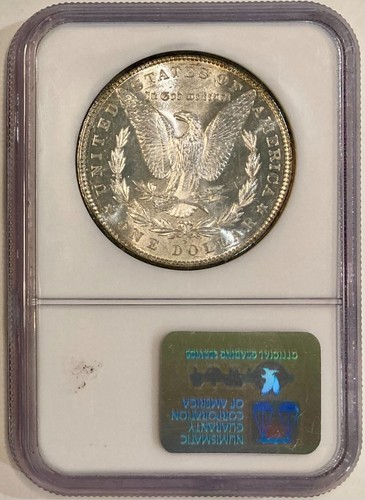 Burgunder, orange, blau getönt 1881-S Morgan Silber Dollar, NGC MS-62 - Bild 2 von 2
