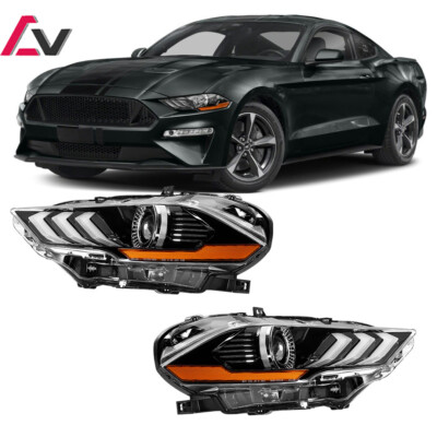 Projector Headlights 2018-2023 For Ford Mustang DRL Front Turn Signal Headlamps
