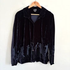 Citron Santa Monica Silk Velvet Top Women Size Large Blue Music Ballroom Dance