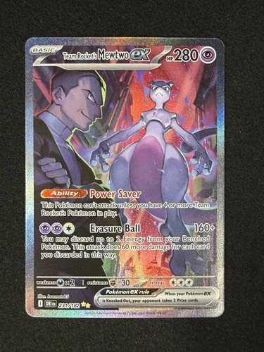New ListingTeam Rocket’s Mewtwo ex 231/182 SIR Destined Rivals Pokémon Card NM Clean Copy