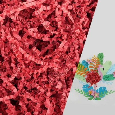 2 LB Crinkle Paper Filler For Gift Shredded Wrapping Boxes Basket Stuffing Red