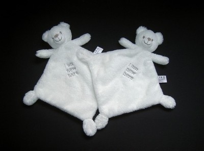 2 Stück Nicotoy Schmusetuch Bär Weiß - NEU - I am new here  Schnuffeltuch Teddy