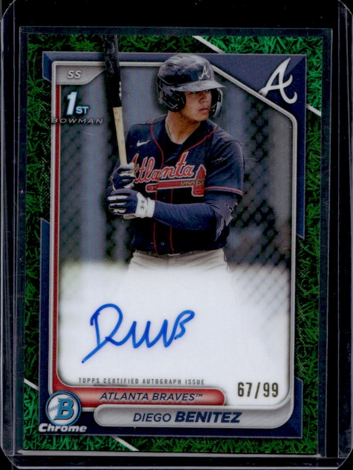 2024 Bowman Diego Benitez Chrome Auto Grass Green Refractor 1st #67/99