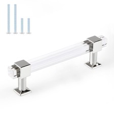 5 PCS Acrylic Cabinet Handles 4 Inch Hole Center Clear Square Drawer Pulls