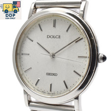 Vintage Seiko Dolce 5E31-6D30 Quartz White Silver Round Men's Japan Exc 5