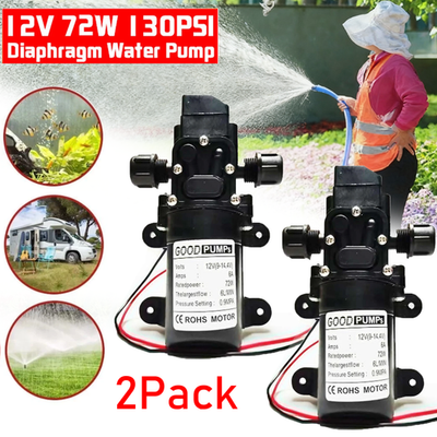 #ad 2XHigh Pressure RV Water Pump 130PSI Diaphragm DC 12V MaX Self Priming Pump 72W $22.98