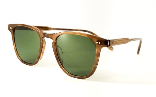 Garrett Leight Brooks Sunglasses PACT Pacific Teak/ Pure Green glass lens 47 new - Picture 2 of 4