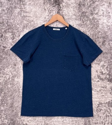 Buck Mason Shirt Medium Mens Blue Indigo Dyed Pocket Tee