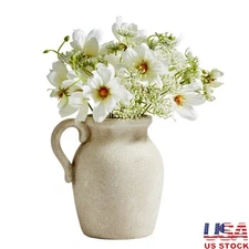 Artificial Wildflower in Ceramic Jug Vase Home Decor Indoor Table Centerpiece US