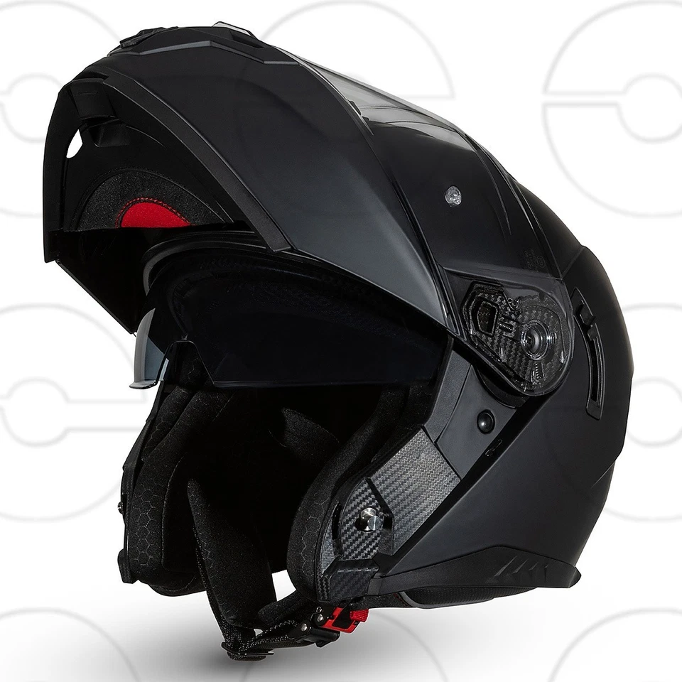 CRUIZER Casco Moto Scooter Modulare Nero Opaco Doppia Visiera Trasparente Sole - Immagine 3 di 4