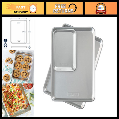 Commercial Quality Aluminum Half Sheet Pan Set - 2pk Baking & Roasting, Warp-Res