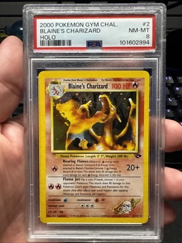 2000 Pokemon Gym Challenge Blaine's Charizard card 2/132 PSA 8 NM-MT