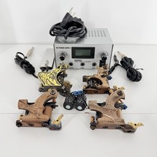 Tattoo Machine Kit 4 Guns Power Supply Foot Pedal Cords Complete Set New