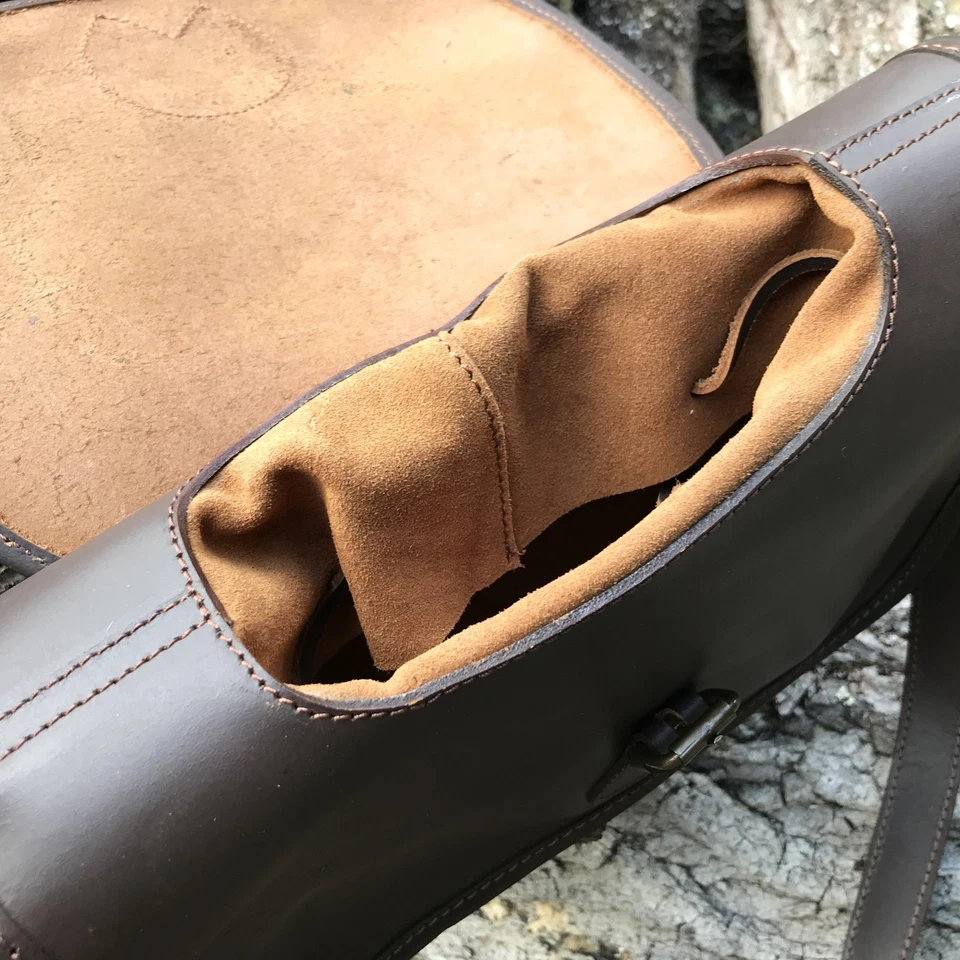 BOLSO CARTUCHO DE TIRO DE CUERO MARRÓN HECHO A MANO 100+ CARTUCHOS - Imagen 3 de 3