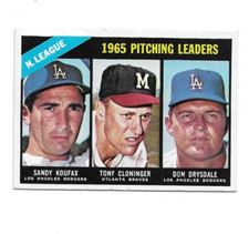 1966 Topps #223 NL Pitching Leaders, Sandy Koufax, Drysdale, Los Angeles Dodgers