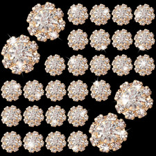 30Pcs Rhinestone Buttons for Crafts, 0.47In, Gold
