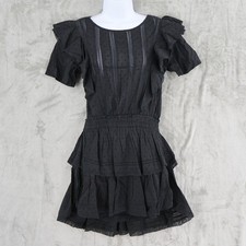 LoveShackFancy Natasha Dress Womens Small Black Cottagecore Dainty Swiss Dot NWT