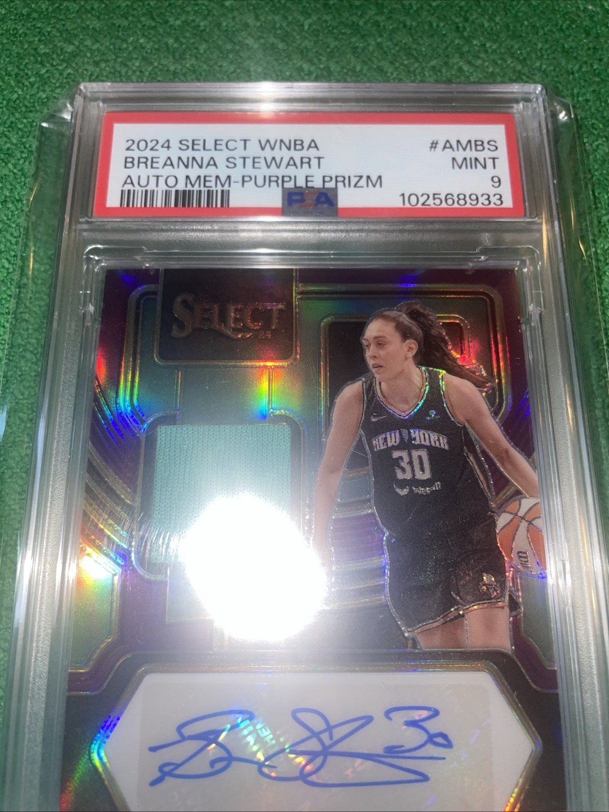2024 Breanna Stewart Auto Memorabilia Purple Prizm #AMBS PSA 9 /99 Liberty view 8