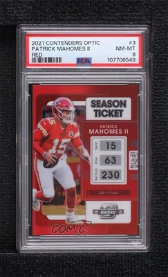 2021 Contenders Optic Season Ticket Red Prizm /175 Patrick Mahomes II PSA 8 1lc0