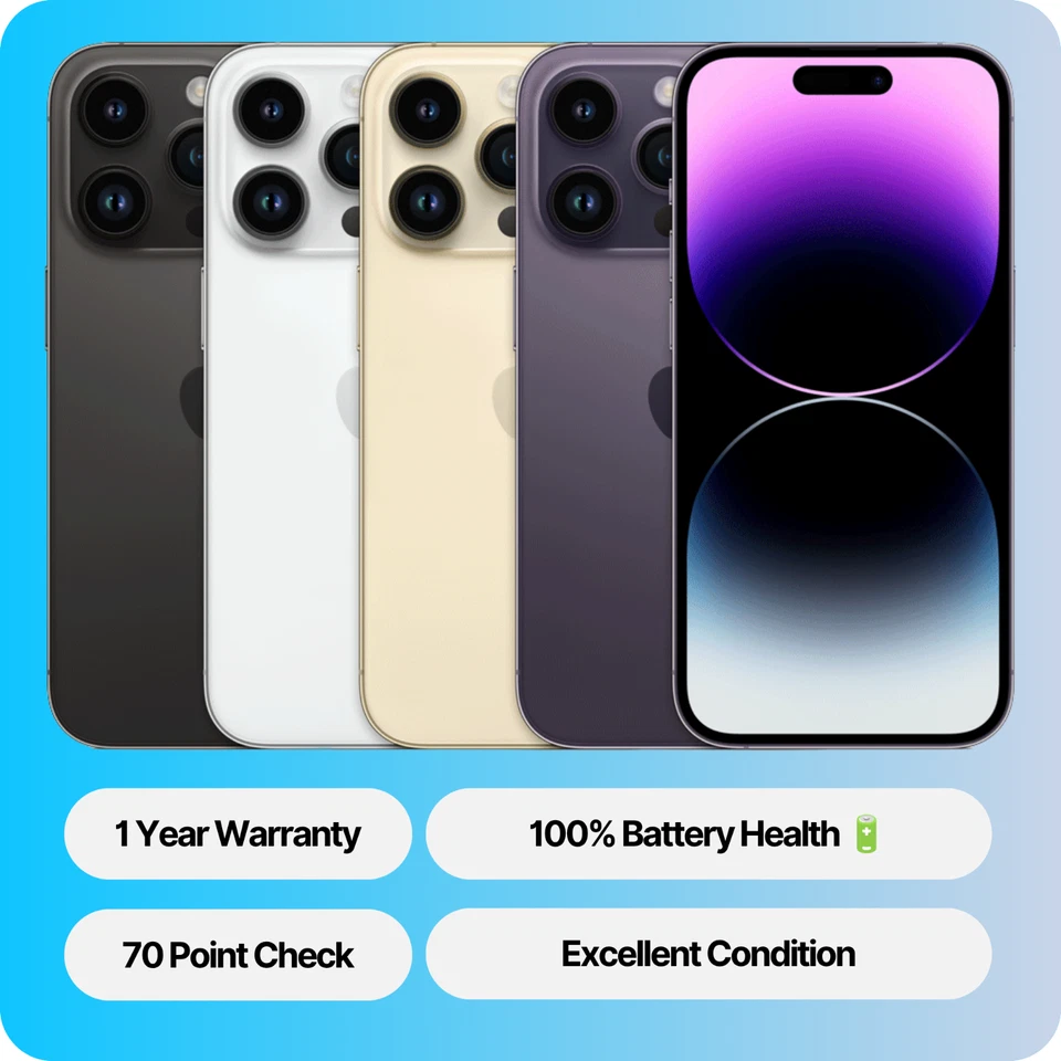 Apple iPhone 14 Pro 128/256/512GB/ 1TB - ALL COLOURS - UNLOCKED - EXCELLENT