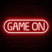 Game On Neon Sign - Gamer Led Sign for Video/PC Game Room, Wall, Bedroom, Man...