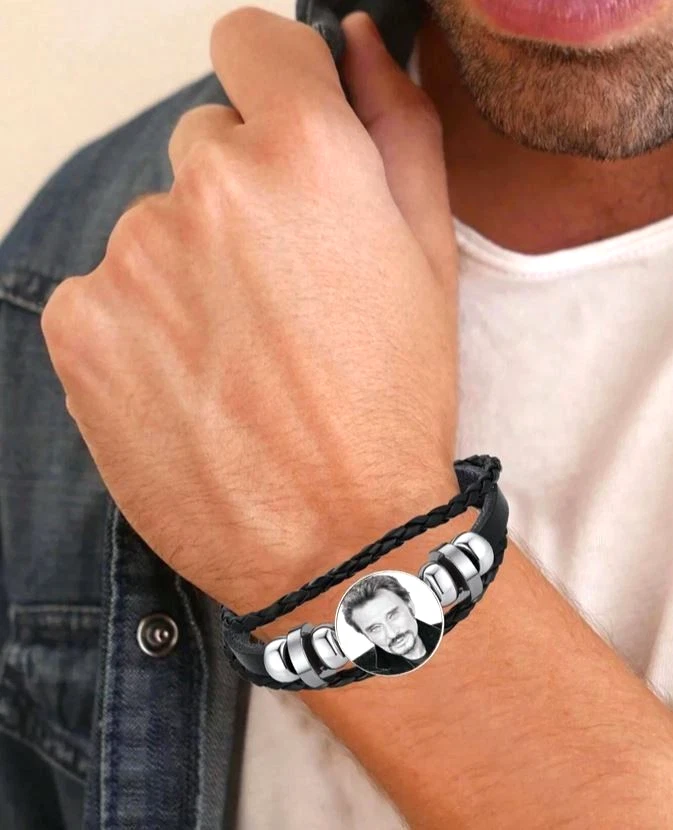Johnny Hallyday Bracelet photo personnalisé, pour hommes et femmes. - Photo 2/4