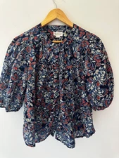 B;ue Floral Velvet by Graham and Spencer blouse size M