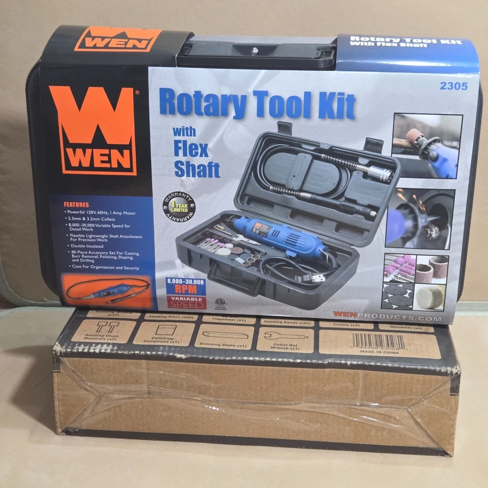 NIB WEN Rotary Tool Kit With Flex Shaft & 282-Piece Accessory Kit For Precision - Image 4 of 4