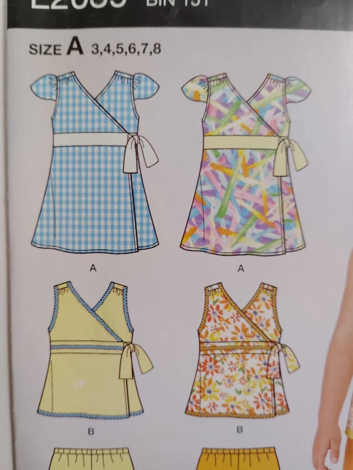 Dress Shorts Shirt Girls 3 4 5 6 7 8 Simplicity E2039 2039 Sewing Pattern Summer - Image 3 of 4