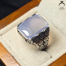 Premium Purple Yemeni Aqeeq Natural Sosani Agate Ring Elegant Handmade Design