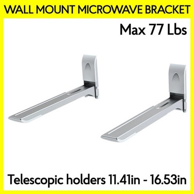 L-Shaped Wall Mount Bracket Microwave Oven Shelf Stand Up to 35kg/77lbs - Steel
