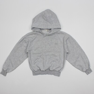 H&M Basic Youth Girls 8-10Y Long Sleeve Hoodie Medium Gray Fur Cotton Blend