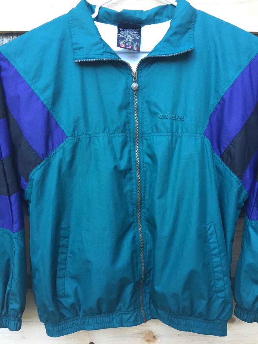Vintage Adidas Full Zip Windbreaker Jacket; Mens Large