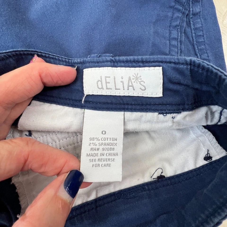 Pantalones cortos para mujer Delias Scout 0 azul chino puño enrollado frente plano entrepierna de 4" Foto 4 de 4