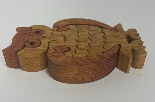 Handcrafted Carved Owl Puzzle 3D Wooden Folk Art Animal Toy Stain Bird Quality - Picture 6 of 7