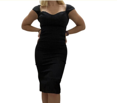 Roberto Cavalli Sweetheart Neckline MIDI Black Dress