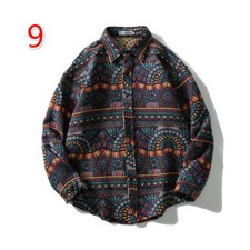 Ethnic Mens Brushed Blouse Jacket Coat Shirt Tops Retro Casual Lapel Long Sleeve